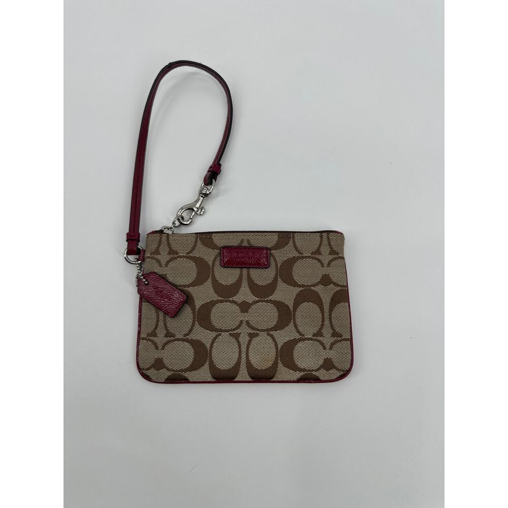 Coach F51775 Signature C Wristlet With Burgundy P… - image 1